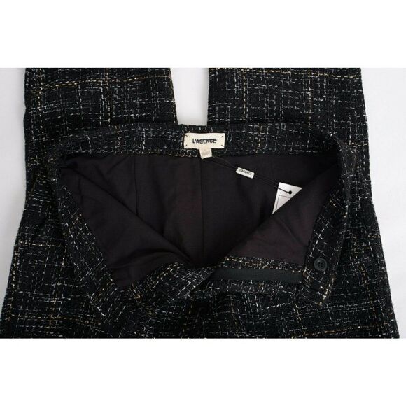L'Agence Womens Logan Tweed Trousers Pants High Rise Cropped Black Size 2 NWT - Picture 8 of 10